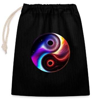 Yin Yang - Closable cotton gift bag (25x30cm) - black - Front