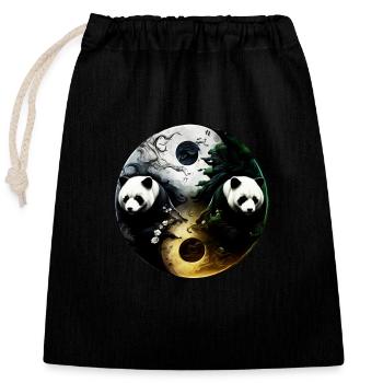 Yin Yang Panda - Verschließbarer Geschenkbeutel aus Baumwolle (25x30cm) - Schwarz - Vorne