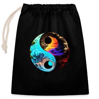 Yin Yang - Verschließbarer Geschenkbeutel aus Baumwolle (25x30cm) - Schwarz - Vorne