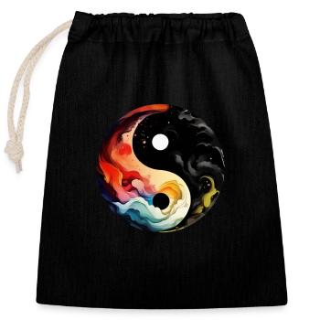 Yin Yang - Verschließbarer Geschenkbeutel aus Baumwolle (25x30cm) - Schwarz - Vorne