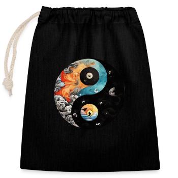 Yin Yang - Verschließbarer Geschenkbeutel aus Baumwolle (25x30cm) - Schwarz - Vorne