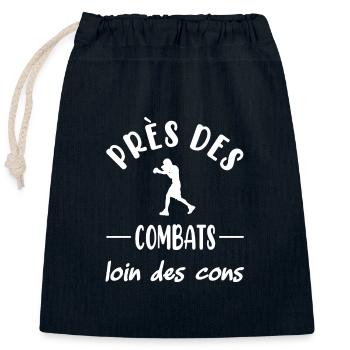 Près des combats loin des cons t-shirt boxe - Sac cadeau en coton avec cordon (25 x 30 cm) - bleu marine - Devant