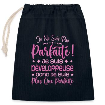 More than perfect developer, dream job - Closable cotton gift bag (25x30cm) - navy - Front