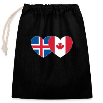 Island Kanada Flagge Herz - Verschließbarer Geschenkbeutel aus Baumwolle (25x30cm) - Schwarz - Vorne