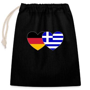 Allemagne Grèce Drapeau Cœur - Sac cadeau en coton avec cordon (25 x 30 cm) - noir - Devant