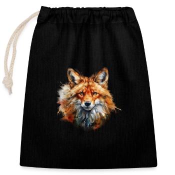 Roter Fuchs Portrait – Wildtier Alpen Motiv - Verschließbarer Geschenkbeutel aus Baumwolle (25x30cm) - Schwarz - Vorne