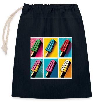 Glace sur le Style Popsicle Pop Art II - Sac cadeau en coton avec cordon (25 x 30 cm) - bleu marine - Devant