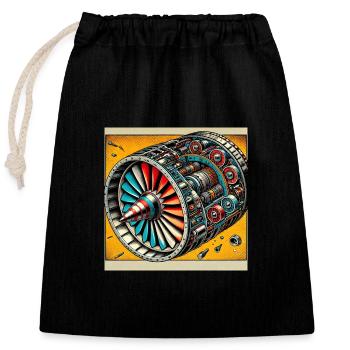 Turbine Unleashed: Comic Art - Airplane Turbine - Closable cotton gift bag (25x30cm) - black - Front