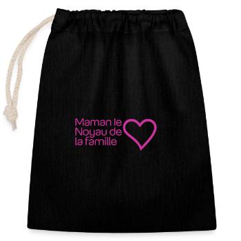 Mommy Heart Family - Closable cotton gift bag (25x30cm) - black - Front