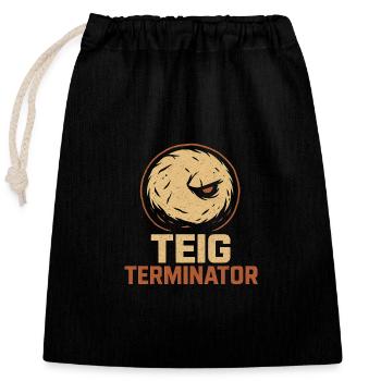 Teig Terminator Brot-Design für Knet-Held:innen - Verschließbarer Geschenkbeutel aus Baumwolle (25x30cm) - Schwarz - Vorne