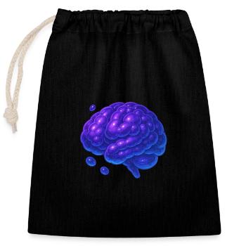 3D Brain Molecular Blue Purple - Closable cotton gift bag (25x30cm) - black - Front