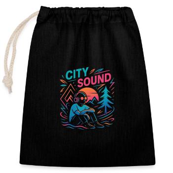 SON DE LA VILLE - Sac cadeau en coton avec cordon (25 x 30 cm) - noir - Devant