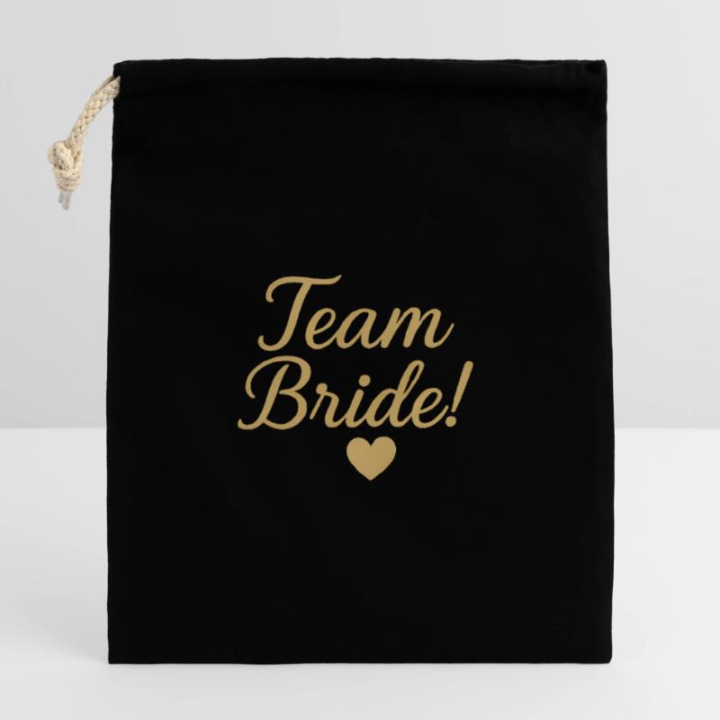 Team Bride Gold Script Design. Hochzeit Verschließbarer Geschenkbeutel aus Baumwolle (25x30cm)