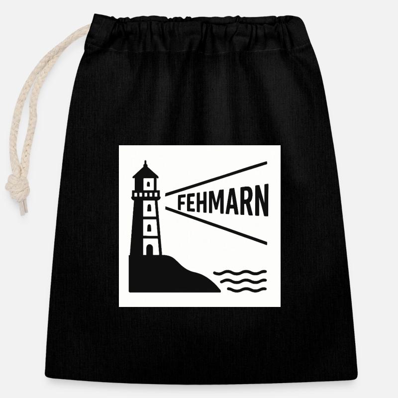 Fehmarn - Sac cadeau en coton avec cordon (25 x 30 cm) - noir