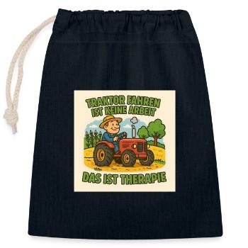 Traktor Therapie Cartoon - Verschließbarer Geschenkbeutel aus Baumwolle (25x30cm) - Navy - Vorne