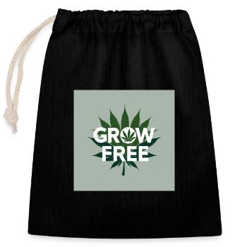 Grow Free Blatt Design - Verschließbarer Geschenkbeutel aus Baumwolle (25x30cm) - Schwarz - Vorne