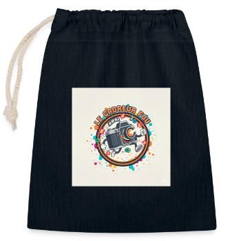 The Mad Cameraman Laughing Camera - Closable cotton gift bag (25x30cm) - navy - Front