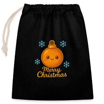 Boule orange avec des flocons de neige - Sac cadeau en coton avec cordon (25 x 30 cm) - noir - Devant