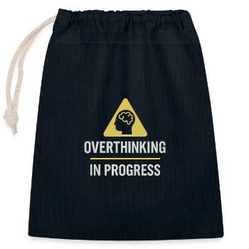 Overthinking In Progress - Closable cotton gift bag (25x30cm) - navy - Front