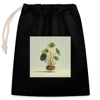 TechnoPlant: Golden Knots - Closable cotton gift bag (25x30cm) - black - Front