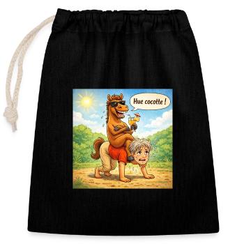 Reversal of horse - male roles - Closable cotton gift bag (25x30cm) - black - Front