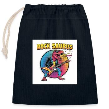 Rock Saurus Guitar Hero - Sac cadeau en coton avec cordon (25 x 30 cm) - bleu marine - Devant