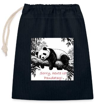 Sorry, heute Pandatag - Verschließbarer Geschenkbeutel aus Baumwolle (25x30cm) - Navy - Vorne