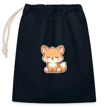 Süßes Baby-Fuchs schlafend im Kawaii-Stil - Verschließbarer Geschenkbeutel aus Baumwolle (25x30cm) - Navy - Vorne