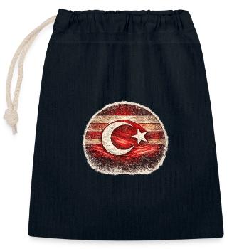 Grunge Turkish Flag - Closable cotton gift bag (25x30cm) - navy - Front