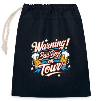 Hommes en tournée Garçons en tournée Texte drôle - Sac cadeau en coton avec cordon (25 x 30 cm) - bleu marine - Devant