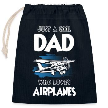 Juste un père cool qui aime les avions - Sac cadeau en coton avec cordon (25 x 30 cm) - bleu marine - Devant