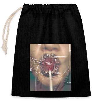 Lolli lippen Glitzer - Verschließbarer Geschenkbeutel aus Baumwolle (25x30cm) - Schwarz - Vorne