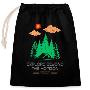 Explore Beyond the Horizon - Closable cotton gift bag (25x30cm) - black - Front