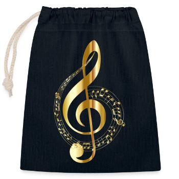 note de musique - Sac cadeau en coton avec cordon (25 x 30 cm) - bleu marine - Devant