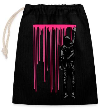 STREET ART - SPRAY BOY - Verschließbarer Geschenkbeutel aus Baumwolle (25x30cm) - Schwarz - Vorne