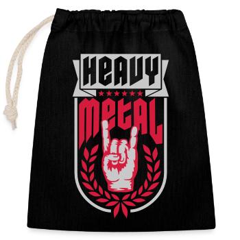 Signal de main du logo Heavy Metal - Sac cadeau en coton avec cordon (25 x 30 cm) - noir - Devant