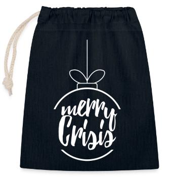 Merry Crisis - Verschließbarer Geschenkbeutel aus Baumwolle (25x30cm) - Navy - Vorne