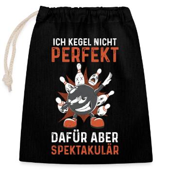 Kegel Kegler Kegelverein Kegeln - Verschließbarer Geschenkbeutel aus Baumwolle (25x30cm) - Schwarz - Vorne