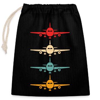 Luftfahrt Flugzeug Fliegen Airline Vintage Pilot - Verschließbarer Geschenkbeutel aus Baumwolle (25x30cm) - Schwarz - Vorne