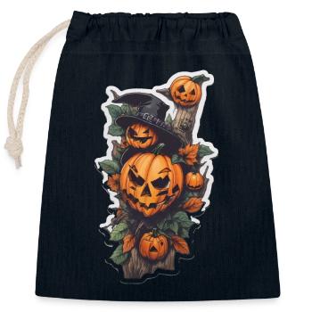 Helloween Kürbis Monster - Verschließbarer Geschenkbeutel aus Baumwolle (25x30cm) - Navy - Vorne