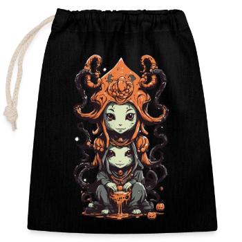 Slimy Cartoon Monster Halloween Highlight - Closable cotton gift bag (25x30cm) - black - Front