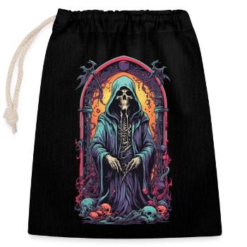 Gothic Grim Reaper Hexen Magier Kunstwerk - Verschließbarer Geschenkbeutel aus Baumwolle (25x30cm) - Schwarz - Vorne