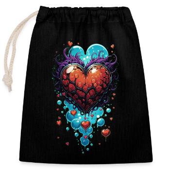 Heart Attack - Verschließbarer Geschenkbeutel aus Baumwolle (25x30cm) - Schwarz - Vorne