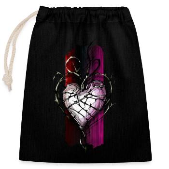 Resilient Passion: Heart Wrapped in Thorns - Closable cotton gift bag (25x30cm) - black - Front