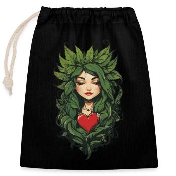 Herz Pflanzenliebe Tattoo Aesthetic Design - Verschließbarer Geschenkbeutel aus Baumwolle (25x30cm) - Schwarz - Vorne