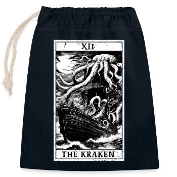kraken tarot - Closable cotton gift bag (25x30cm) - navy - Front