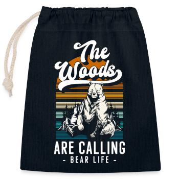 Bear Strong Fur Zodiac Sign - Closable cotton gift bag (25x30cm) - navy - Front