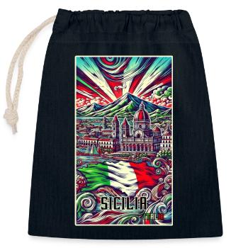 Sizilien Italien Kunst Design - Verschließbarer Geschenkbeutel aus Baumwolle (25x30cm) - Navy - Vorne