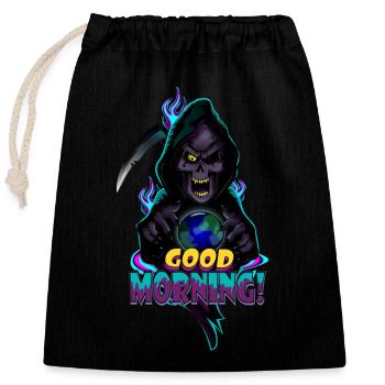 Neon Sensenmann Guten Morgen - Verschließbarer Geschenkbeutel aus Baumwolle (25x30cm) - Schwarz - Vorne