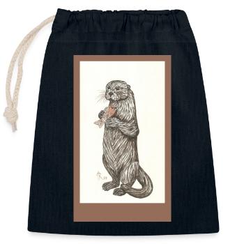 240623 Otter 4 - Closable cotton gift bag (25x30cm) - navy - Front